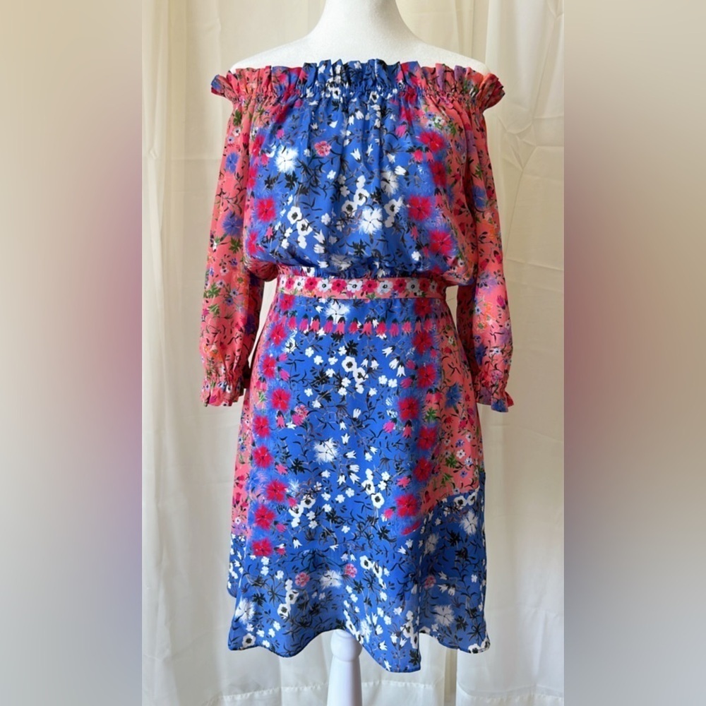 NWT Saloni Grace Mini Dress in Foxglove Meadow Print